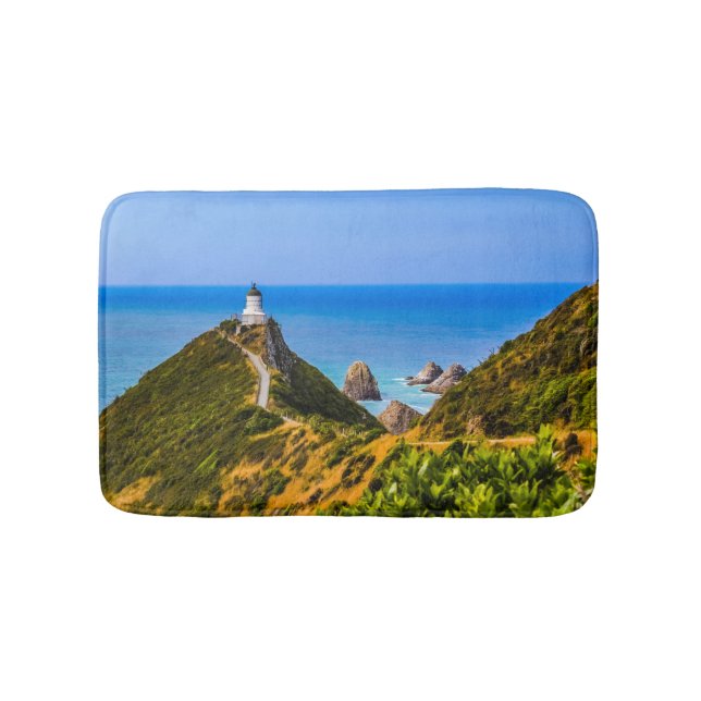 Nugget Point lighthouse, New Zealand Bath Mat (Front)