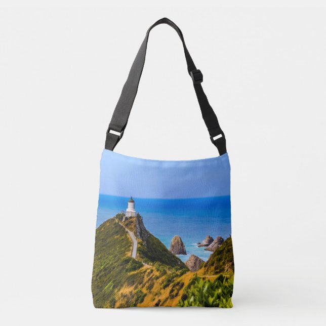 Nugget Point lighthouse, New Zealand Crossbody Bag (Front)