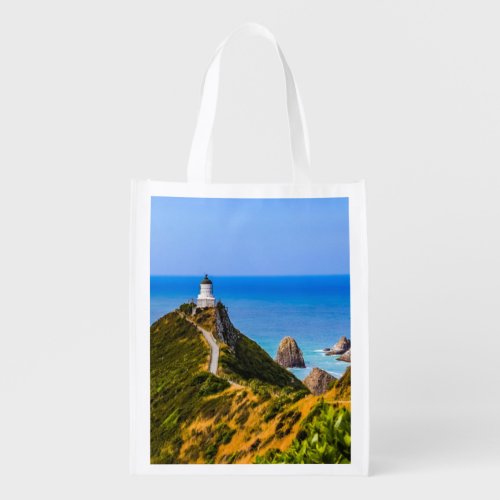 Nugget Point lighthouse New Zealand Grocery Bag
