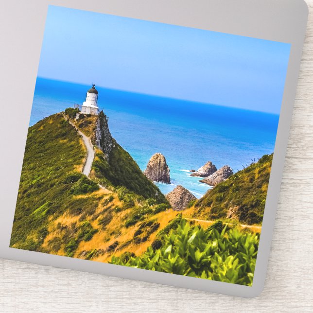 Nugget Point lighthouse, New Zealand Sticker (Detail)