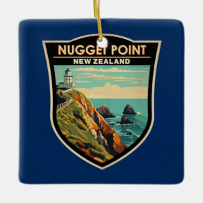 Nugget Point Lighthouse New Zealand Travel Vintage Ceramic Ornament
