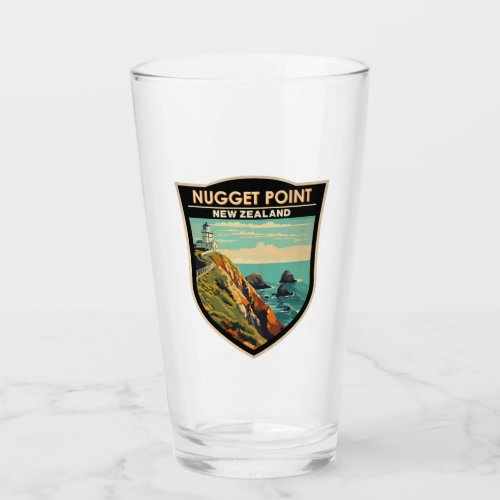 Nugget Point Lighthouse New Zealand Travel Vintage Glass