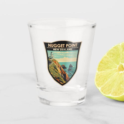 Nugget Point Lighthouse New Zealand Travel Vintage Shot Glass