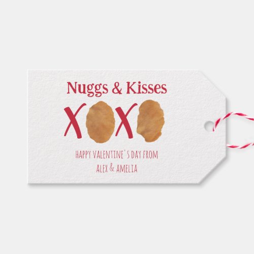 Nuggs  Kisses Chicken Nugget Pun Stripe Valentine Gift Tags