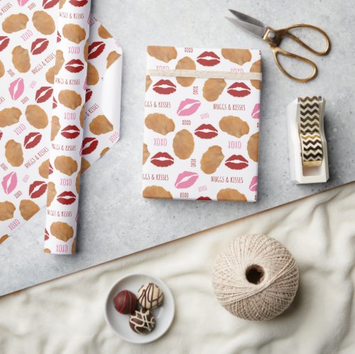 Nuggs  Kisses Chicken Nugget XOXO Valentine Lips Wrapping Paper