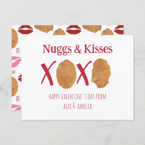 Nuggs  Kisses Chicken Nuggets Punny Valentine Postcard