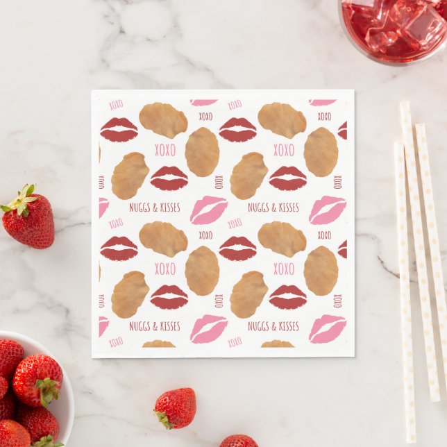 Nuggs & Kisses Valentine Pattern Nuggets Lips Napkins (Insitu)
