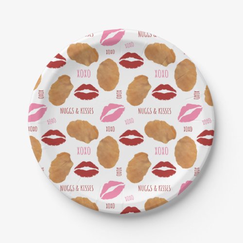 Nuggs  Kisses XOXO Lips Pattern Valentine Paper Plates