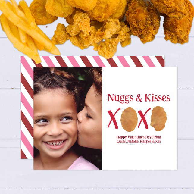 Nuggs & Kisses XOXO Stripe Valentine Photo Card (Creator Uploaded)