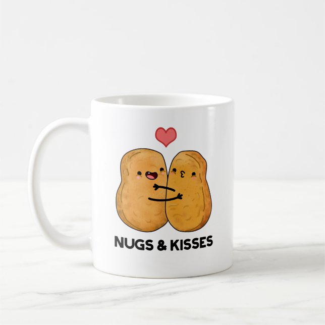 Nugs And Kisses Funny Chicken Nugget Pun  Coffee Mug (Left)