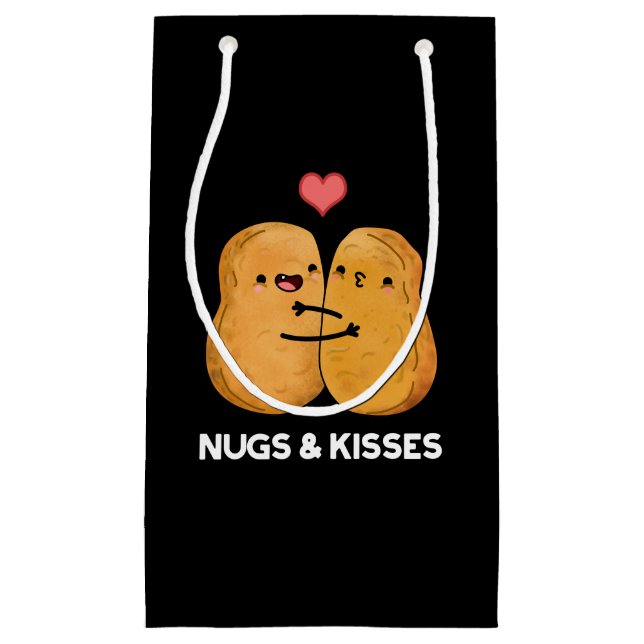 Nugs And Kisses Funny Chicken Nugget Pun Dark BG Small Gift Bag (Front)