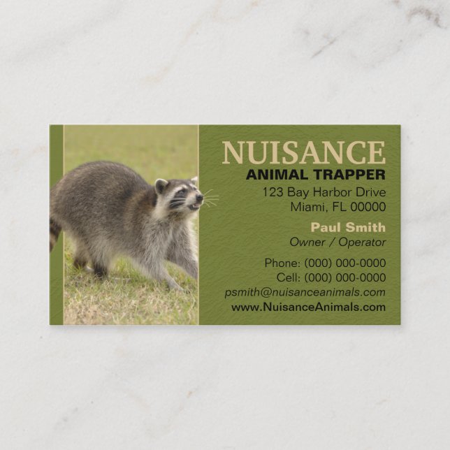 Nuisance Animal Trapper Business Card (Front)