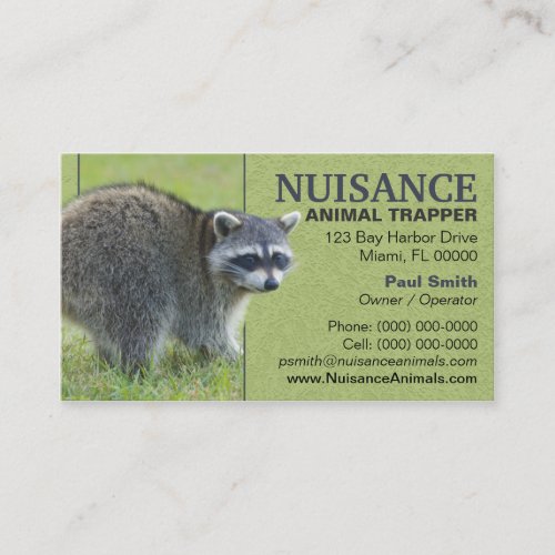 Nuisance Animal Trapper Business Card