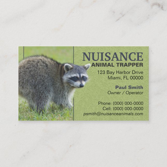 Nuisance Animal Trapper Business Card (Front)