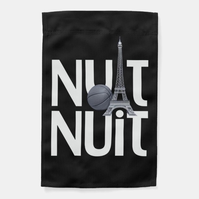 Nuit Nuit Basketball Night French Word Paris Tower Garden Flag (Front)