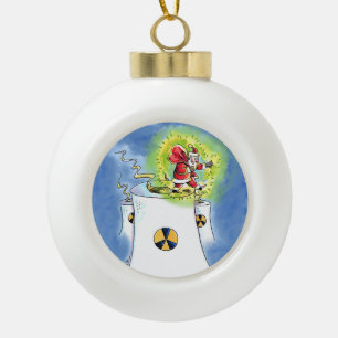Nuked Santa Claus ceramic Christmas ball ornament