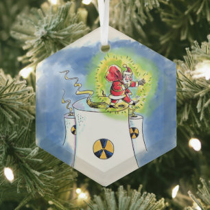Nuked Santa Claus hexagon glass ornament