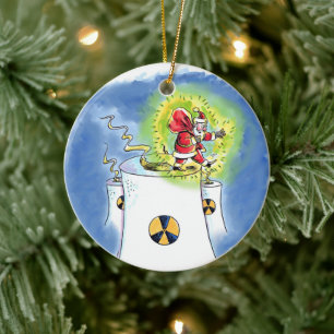 Nuked Santa Claus round ceramic ornament