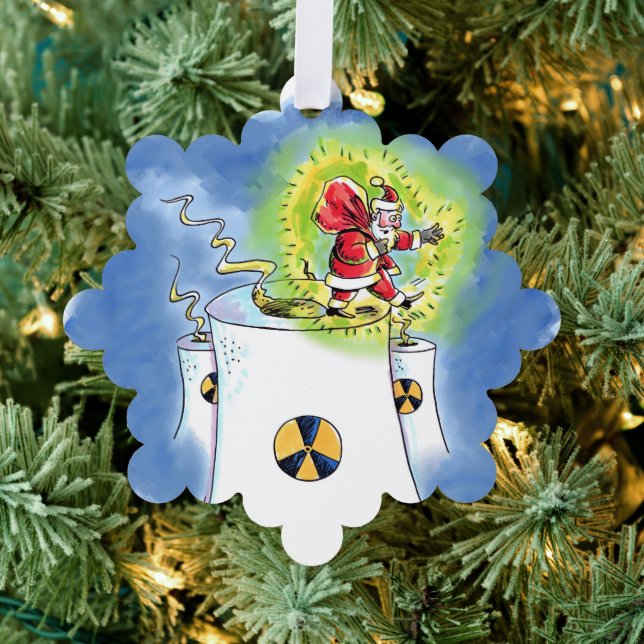 Nuked Santa Claus snowflake paper ornament Card (Insitu (Tree))