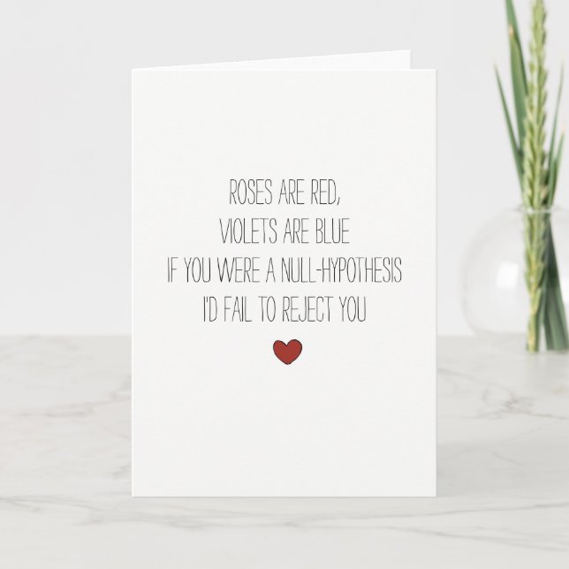 Null-hypothesis nerdy math joke Valentines card (Front)