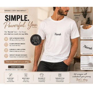 Numb Minimalist T-Shirt for Men | Emotional Aesthe