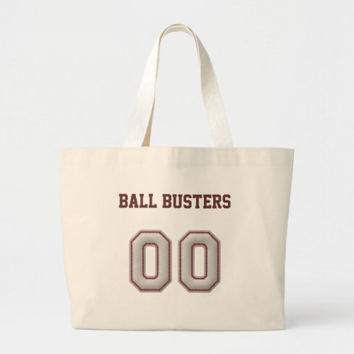 Number 00  with Cool Baseball Stitches Look Large Tote Bag