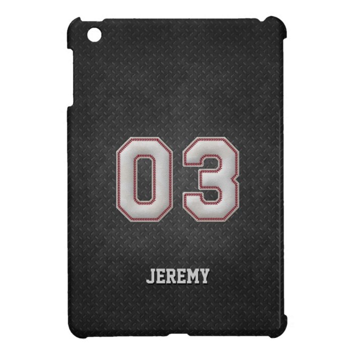 Number 03 Baseball Stitches with Black Metal Look iPad Mini Cover