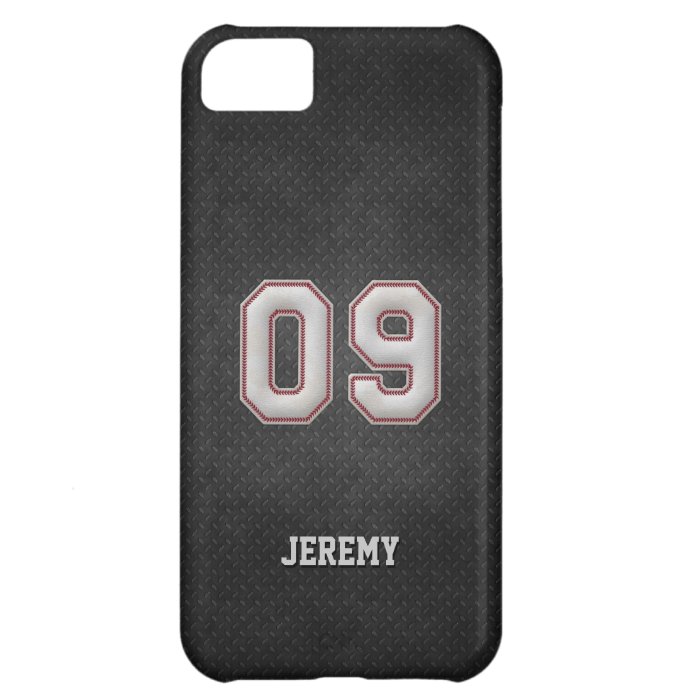 Number 09 Baseball Stitches with Black Metal Look Cover For iPhone 5C