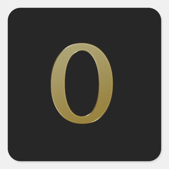 Number 0 Zero Gold Square Sticker (Front)