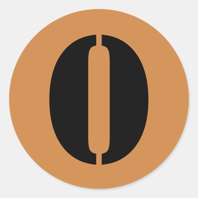 Number 0 Zero Peru Gold Stencil Numbers by Janz Classic Round Sticker (Front)