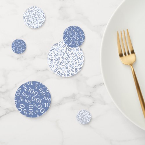 Number 100 Pattern Blue and White 100th Birthday Confetti