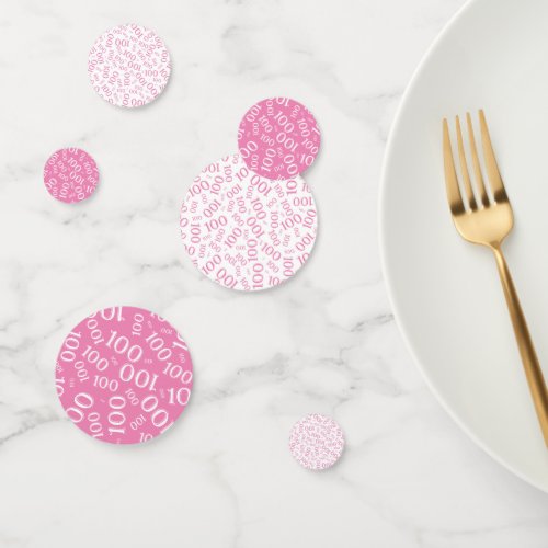 Number 100 Pattern Pink and White 100th Birthday Confetti
