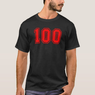 Number 100 Sports Uniform Red Fan Athlete Jersey T-Shirt