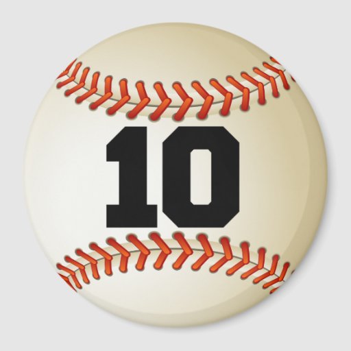 Number 10 Baseball 3 Inch Round Magnet | Zazzle