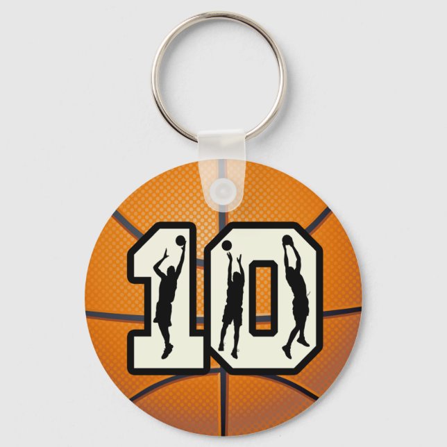 Number 10 Basketball and Players Keychain (Front)