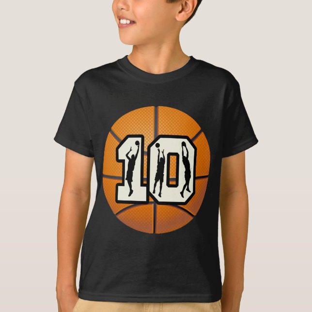 Number 10 Basketball and Players T-Shirt (Front)