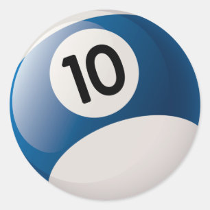 NUMBER 10 BILLIARDS BALL CLASSIC ROUND STICKER