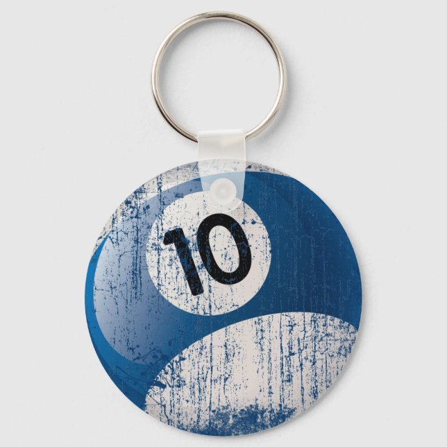 NUMBER 10 BILLIARDS BALL - ERODED STYLE KEYCHAIN (Front)