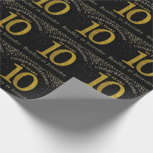Number 10 Glitter Gold Anniversary Wrapping Paper
