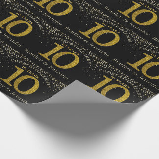 Number 10 Glitter Gold Anniversary Wrapping Paper