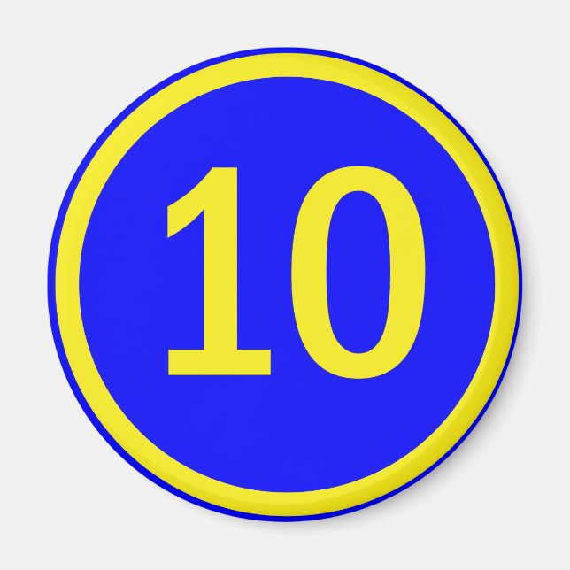 number 10 in a circle magnet (Front)