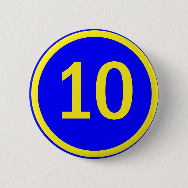 number 10 in a circle pinback button (Front)
