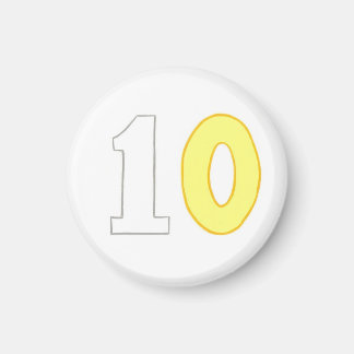 Number 10 magnet with white and yellow