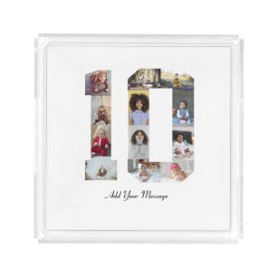 Number 10 Photo Collage Acrylic Tray