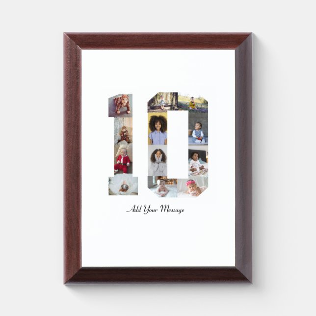 Number 10 Photo Collage Award Plaque (Vertical)