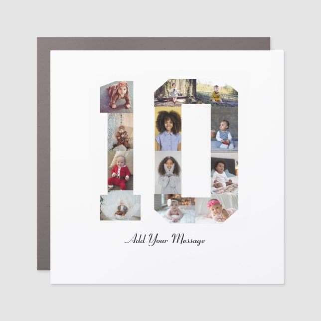 Number 10 Photo Collage Car Magnet (Front)