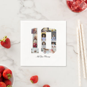 Number 10 Photo Collage Napkins