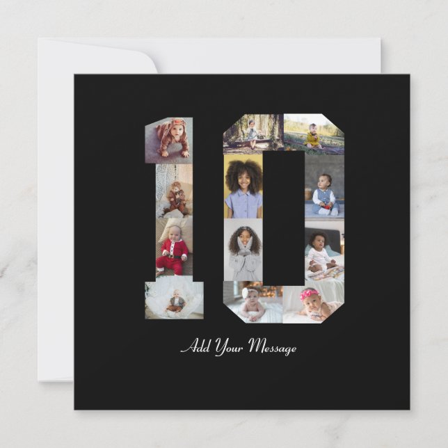 Number 10 Photo Collage Thank You Card (Front)