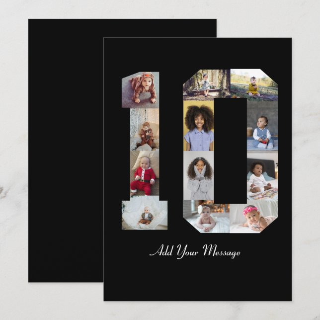 Number 10 Photo Collage Thank You Card (Front/Back)