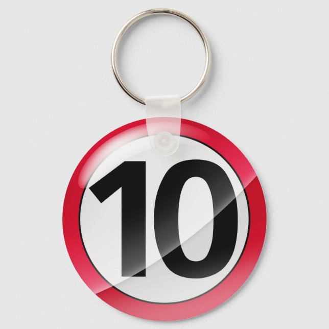 Number 10 red Key Chain (Front)